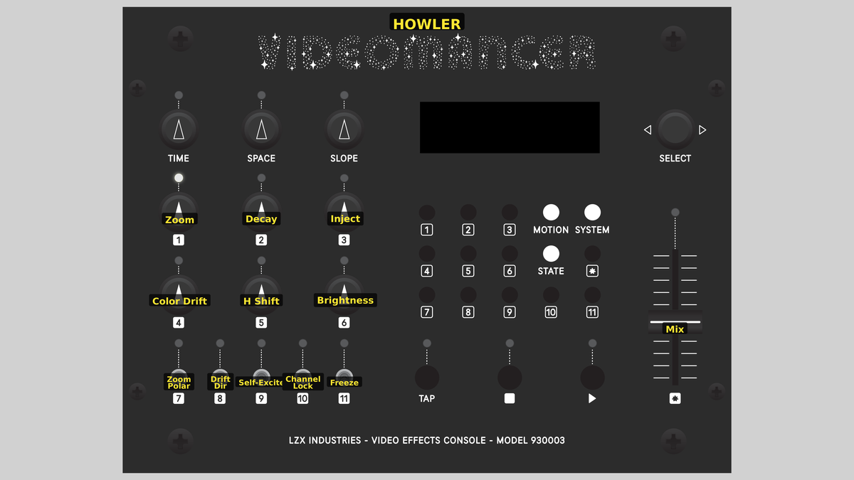 Videomancer front panel with Howler loaded
